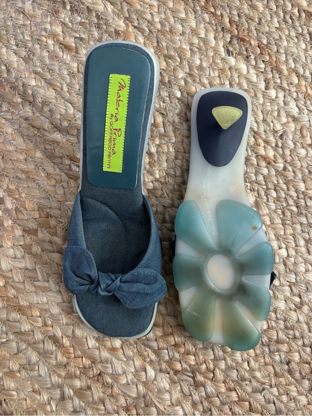 Denim Blue Knot Slide Sandals - Materia Prima Goffredo Fantini